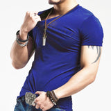 2022 Brand New Men T Shirt Tops V neck Short Sleeve Tees Men Fashion Fitness Hot T-shirt For Male