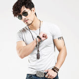 2022 Brand New Men T Shirt Tops V neck Short Sleeve Tees Men Fashion Fitness Hot T-shirt For Male