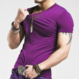 2022 Brand New Men T Shirt Tops V neck Short Sleeve Tees Men Fashion Fitness Hot T-shirt For Male