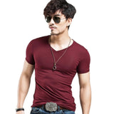 2022 Brand New Men T Shirt Tops V neck Short Sleeve Tees Men Fashion Fitness Hot T-shirt For Male