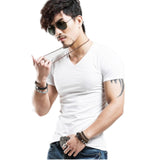 2022 Brand New Men T Shirt Tops V neck Short Sleeve Tees Men Fashion Fitness Hot T-shirt For Male