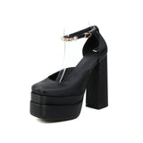 New Brand Women Sandals Summer Shoes Sexy Thick High Heels Platform Black Red Yellow Dress Party Wedding Shoes Woman Pumps