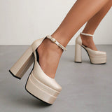 New Brand Women Sandals Summer Shoes Sexy Thick High Heels Platform Black Red Yellow Dress Party Wedding Shoes Woman Pumps
