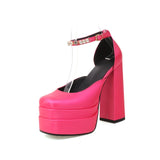 New Brand Women Sandals Summer Shoes Sexy Thick High Heels Platform Black Red Yellow Dress Party Wedding Shoes Woman Pumps