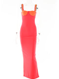 Tinastyle Elegant Strapless Sexy Bodycon Maxi Dress Women Sleeveless