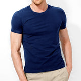 Brand New Men T Shirt Pure Color Lycra Cotton Short