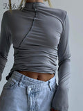 FSDA Turtleneck Y2K 2022 Long Sleeve T Shirts Women White Autumn Winter Casual Black Basic Gray Sexy Tops 90s Fashion Vintage