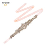 TOPQUEEN S319-G Luxury Bridal Belt Gold Rhinestone Applique Wedding Accessories Women Diamond Sash Moroccan Caftan Decoration