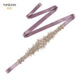 TOPQUEEN S319-G Luxury Bridal Belt Gold Rhinestone Applique Wedding Accessories Women Diamond Sash Moroccan Caftan Decoration