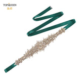 TOPQUEEN S319-G Luxury Bridal Belt Gold Rhinestone Applique Wedding Accessories Women Diamond Sash Moroccan Caftan Decoration