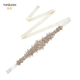 TOPQUEEN S319-G Luxury Bridal Belt Gold Rhinestone Applique Wedding Accessories Women Diamond Sash Moroccan Caftan Decoration