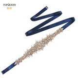 TOPQUEEN S319-G Luxury Bridal Belt Gold Rhinestone Applique Wedding Accessories Women Diamond Sash Moroccan Caftan Decoration