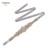 TOPQUEEN S319-G Luxury Bridal Belt Gold Rhinestone Applique Wedding Accessories Women Diamond Sash Moroccan Caftan Decoration