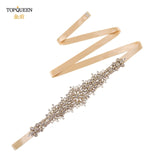 TOPQUEEN S319-G Luxury Bridal Belt Gold Rhinestone Applique Wedding Accessories Women Diamond Sash Moroccan Caftan Decoration