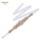 TOPQUEEN S319-G Luxury Bridal Belt Gold Rhinestone Applique Wedding Accessories Women Diamond Sash Moroccan Caftan Decoration