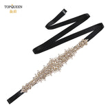 TOPQUEEN S319-G Luxury Bridal Belt Gold Rhinestone Applique Wedding Accessories Women Diamond Sash Moroccan Caftan Decoration