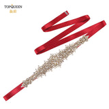 TOPQUEEN S319-G Luxury Bridal Belt Gold Rhinestone Applique Wedding Accessories Women Diamond Sash Moroccan Caftan Decoration