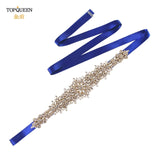 TOPQUEEN S319-G Luxury Bridal Belt Gold Rhinestone Applique Wedding Accessories Women Diamond Sash Moroccan Caftan Decoration