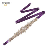 TOPQUEEN S319-G Luxury Bridal Belt Gold Rhinestone Applique Wedding Accessories Women Diamond Sash Moroccan Caftan Decoration