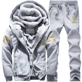 35-140kg suit mens Plush thickened autumn and winter long sleeve coat sports leisure suit mens oversized mens suit