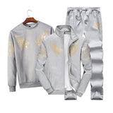 35-140kg suit mens Plush thickened autumn and winter long sleeve coat sports leisure suit mens oversized mens suit