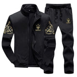 35-140kg suit mens Plush thickened autumn and winter long sleeve coat sports leisure suit mens oversized mens suit