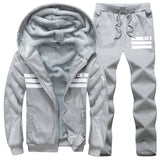 35-140kg suit mens Plush thickened autumn and winter long sleeve coat sports leisure suit mens oversized mens suit