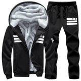 35-140kg suit mens Plush thickened autumn and winter long sleeve coat sports leisure suit mens oversized mens suit