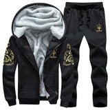 35-140kg suit mens Plush thickened autumn and winter long sleeve coat sports leisure suit mens oversized mens suit