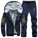 35-140kg suit mens Plush thickened autumn and winter long sleeve coat sports leisure suit mens oversized mens suit