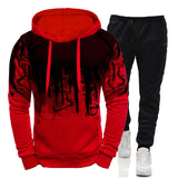 Mens Tracksuit Casual Camouflage Hoodies and Pants Two Piece Sets Outdoor Sweatshirt Set