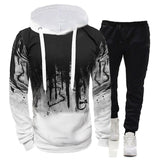 Mens Tracksuit Casual Camouflage Hoodies and Pants Two Piece Sets Outdoor Sweatshirt Set