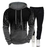Mens Tracksuit Casual Camouflage Hoodies and Pants Two Piece Sets Outdoor Sweatshirt Set