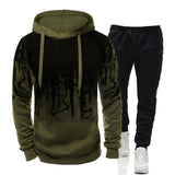 Mens Tracksuit Casual Camouflage Hoodies and Pants Two Piece Sets Outdoor Sweatshirt Set