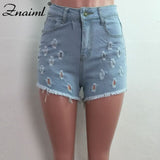 [Znaiml] Sexy High Waist Denim Ripped Shorts