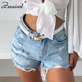 Znaiml Sexy High Waist Ladies Denim Shorts
