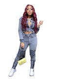 New Women Jeans High Waist Ripped Destroyed Pants Denim Patchwork Bodycon Tassels Bodycon Slim Pencil Jeans Club