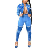 2020 New Women Jeans High Waist Ripped Destroyed Pants Demin Patchwork Bodycon Tassels Bodycon Slim Pencil Jeans Club