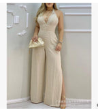 2021 New Style Ladies Jumpsuit  Summer Long V-neck Fashion Printing Trendy Temperament Elegant and Breathable Women's Clothing