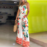 2021 New Style Ladies Jumpsuit  Summer Long V-neck Fashion Printing Trendy Temperament Elegant and Breathable Women's Clothing