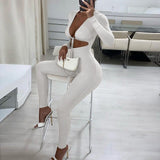 Summer Sexy Black Bandage Long Sleeve Bodycon Jumpsuits Clubwear One Piece Outfits