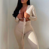 Summer Sexy Black Bandage Long Sleeve Bodycon Jumpsuits Clubwear One Piece Outfits