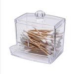 Cotton Swab Storage Bamboo Cover Acrylic Round Container Cotton Puff Storage Box Makeup Remover Box Makeup Storage Organizer