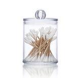 Cotton Swab Storage Bamboo Cover Acrylic Round Container Cotton Puff Storage Box Makeup Remover Box Makeup Storage Organizer