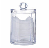 Cotton Swab Storage Bamboo Cover Acrylic Round Container Cotton Puff Storage Box Makeup Remover Box Makeup Storage Organizer