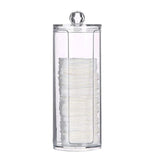 Cotton Swab Storage Bamboo Cover Acrylic Round Container Cotton Puff Storage Box Makeup Remover Box Makeup Storage Organizer