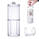 Cotton Swab Storage Bamboo Cover Acrylic Round Container Cotton Puff Storage Box Makeup Remover Box Makeup Storage Organizer