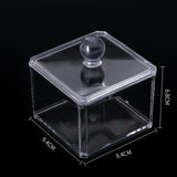 Cotton Swab Storage Bamboo Cover Acrylic Round Container Cotton Puff Storage Box Makeup Remover Box Makeup Storage Organizer