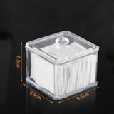Cotton Swab Storage Bamboo Cover Acrylic Round Container Cotton Puff Storage Box Makeup Remover Box Makeup Storage Organizer