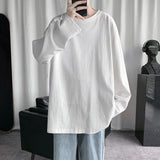 HYBSKR 2022Spring Men's T-Shirt Solid Color Basic T shirt Round Neck Long Sleeve Tshirts Korean Couple Women Man Casual Tees